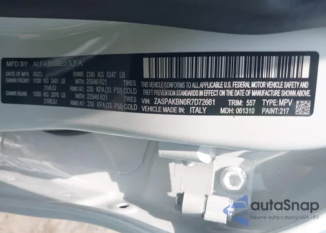 2024 Alfa Romeo Stelvio Veloce Awd из США, поврежденный, VIN ZASPAKBN0R7D72661